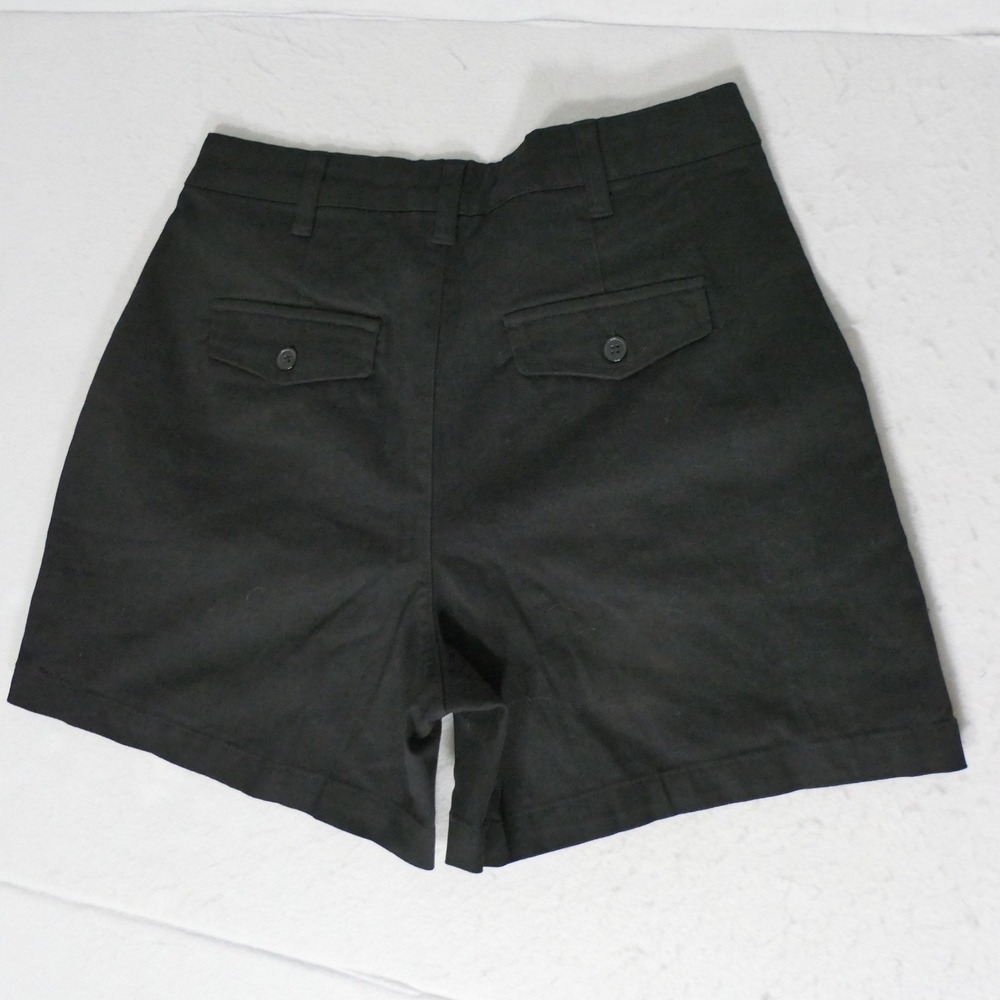 Banana Republic Womens Shorts 6 Black Pleated Chino Minimalist Office Preppy - Picture 6 of 6